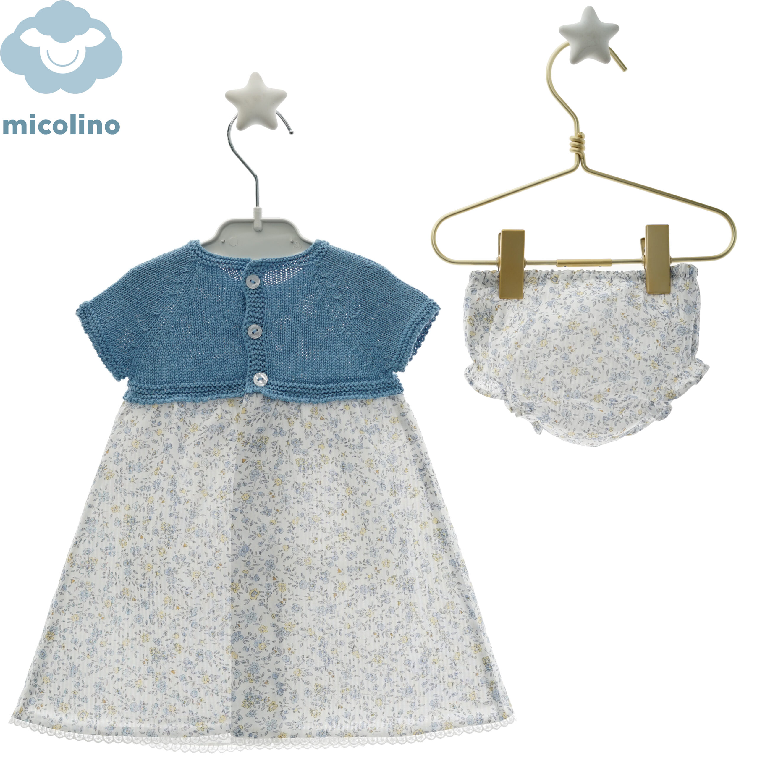 VESTIDO BEBE  "Familia IVETTE"  CELESTE CIELO