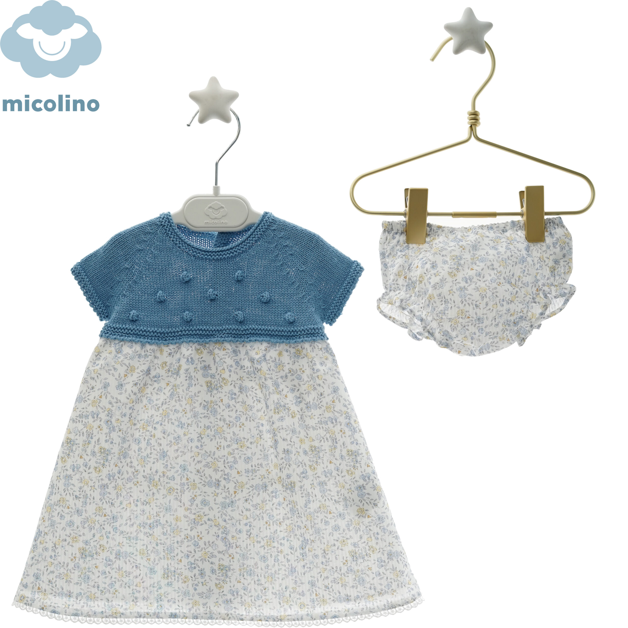 VESTIDO BEBE  "Familia IVETTE"  CELESTE CIELO
