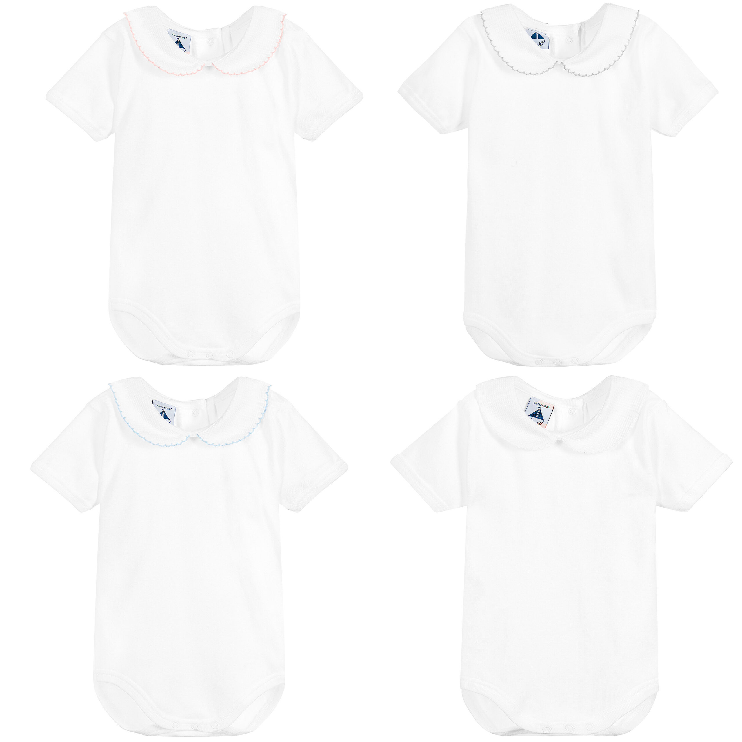 BODY MANGA CORTA CUELLO PIQUÉ BLANCO / GRIS