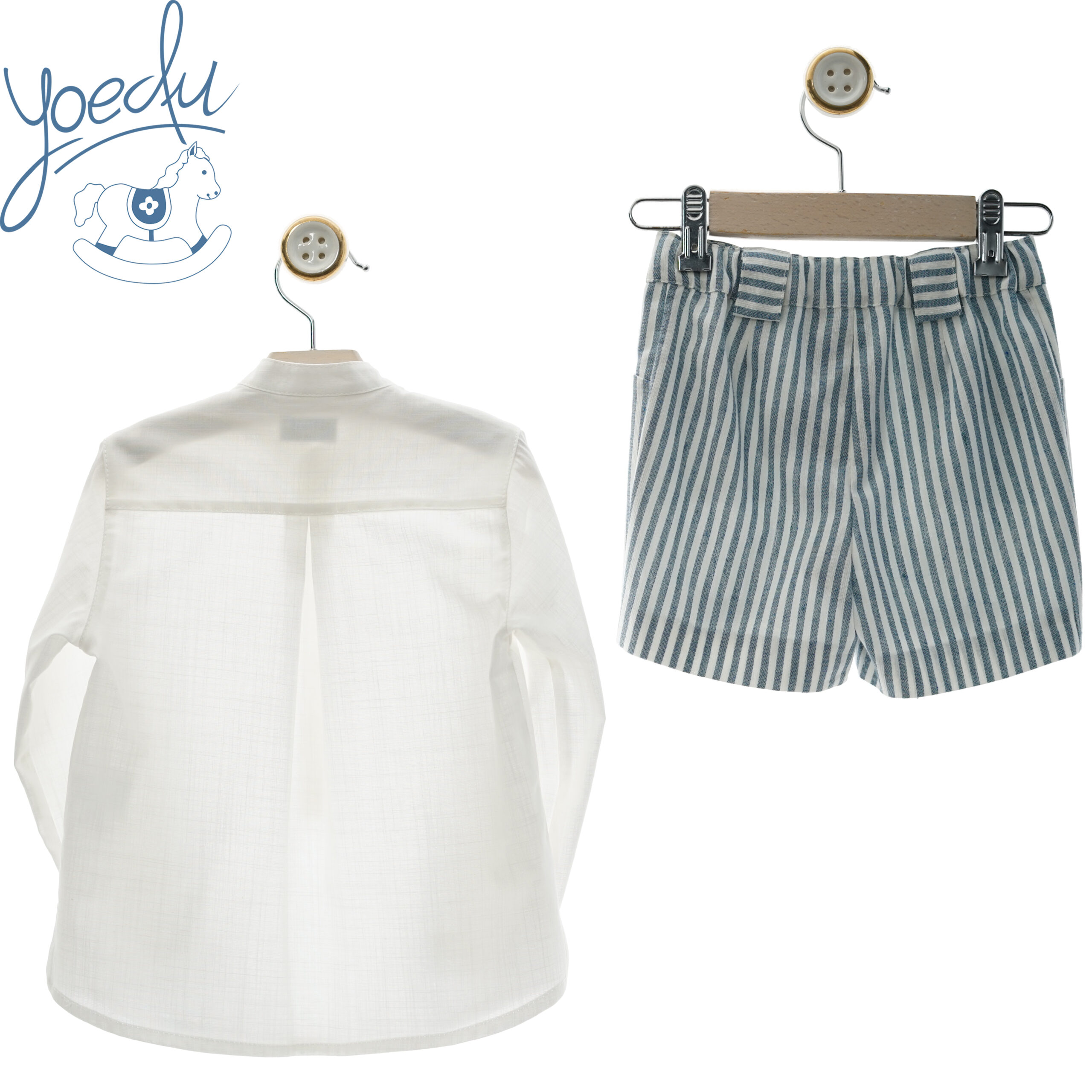 TRAJE INFANTIL NIÑO PANTALON BERMUDA  "Familia DAMAS" AZUL ZAFIRO