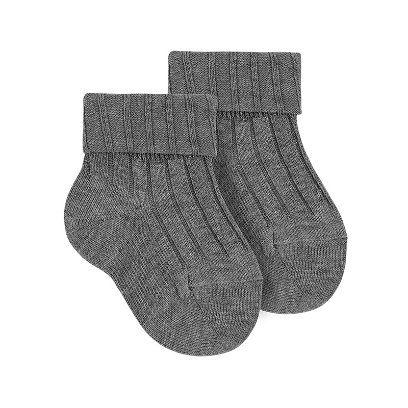 CALCETIN DE ALGODÓN CON DOBLE VUELTA CON CANALÉ 230 GRIS