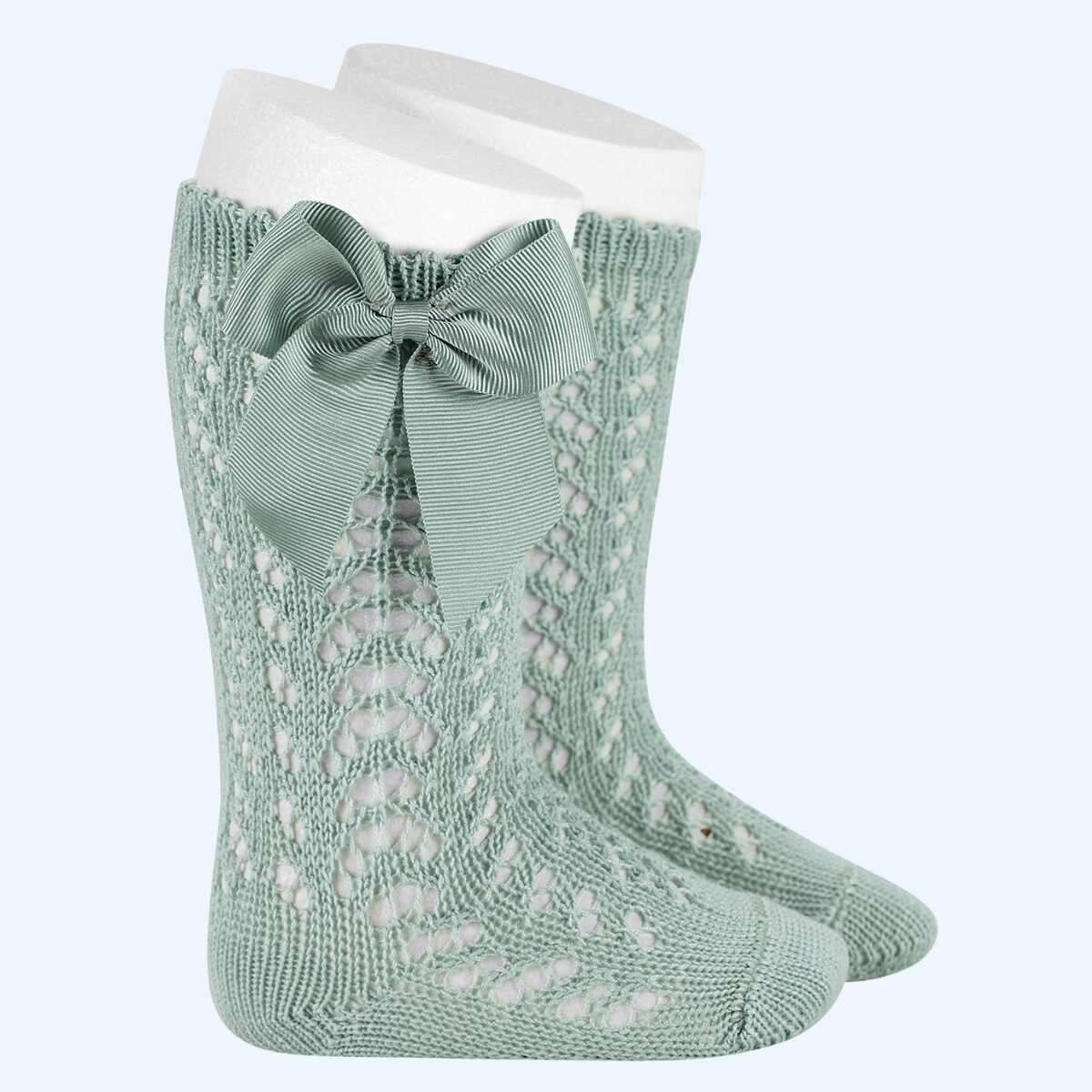 CALCETINES ALTOS CALADOS CON LAZO 495 BRUMA