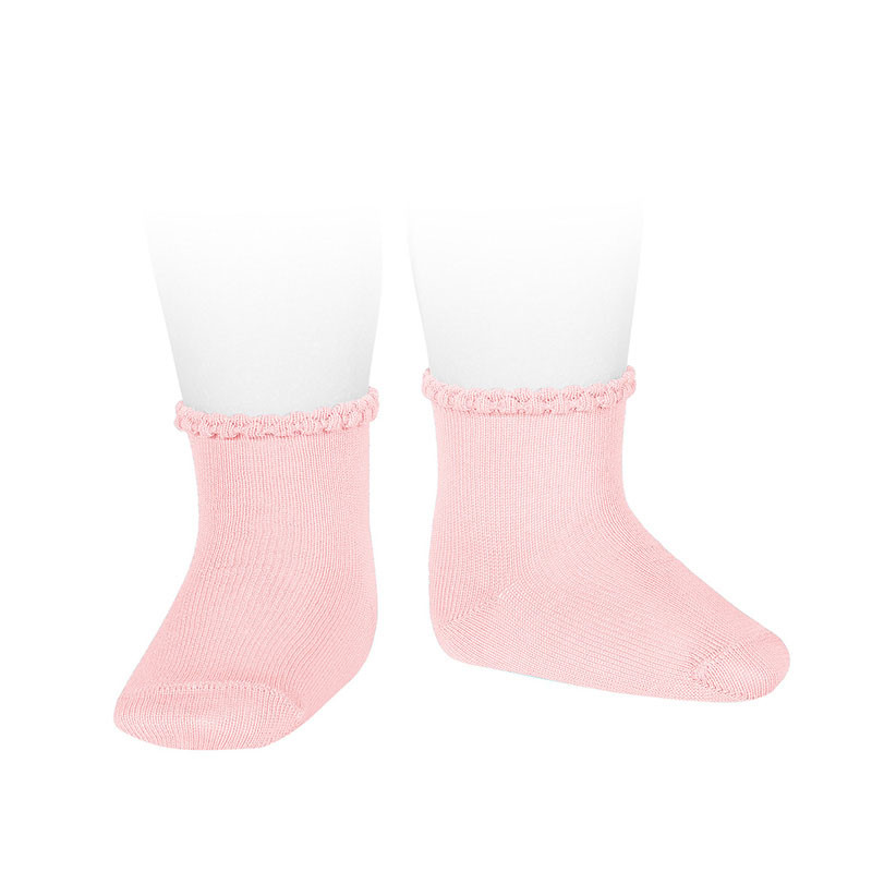 CALCETINES CORTOS CON EL PUÑO LABRADO 500 ROSA