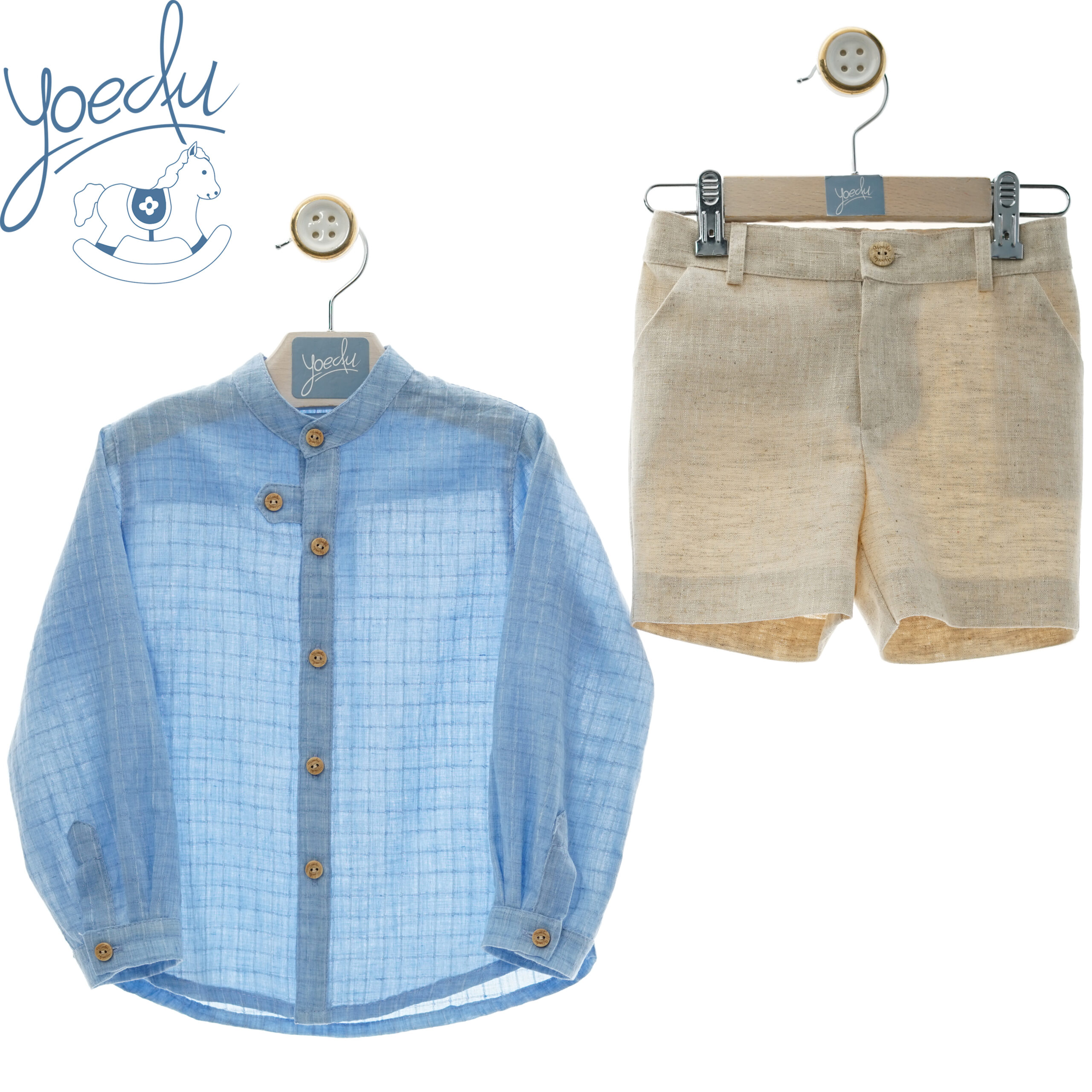 TRAJE INFANTIL NIÑO PANTALON BERMUDA  "Familia LEYENDA" AZUL REGATA