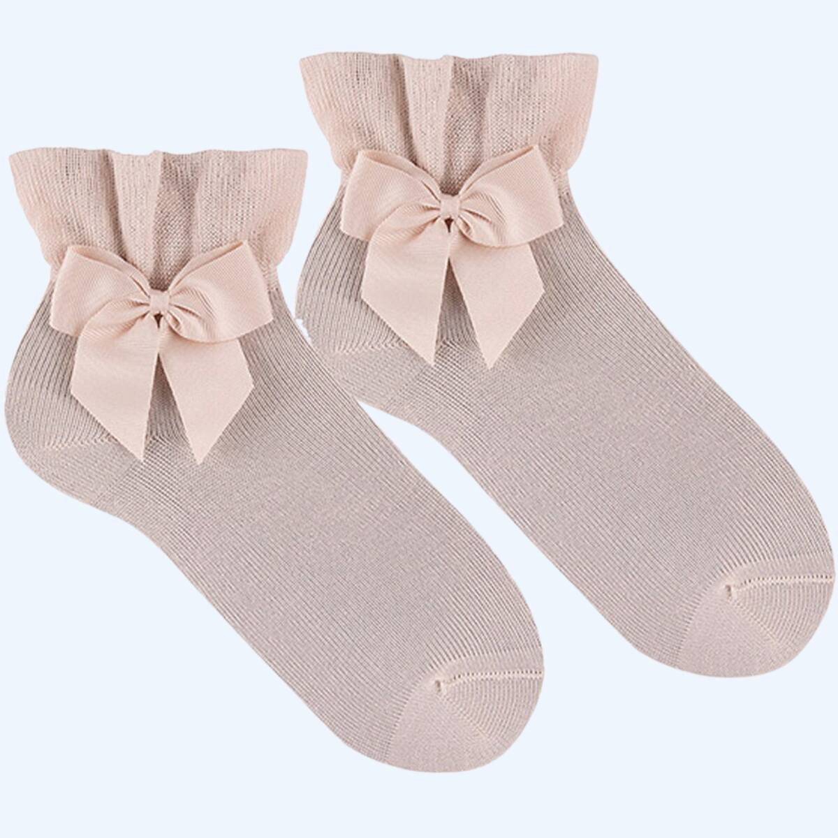 CALCETINES CEREMONIA TOBILLEROS CON LAZO GROSGRAIN 674 NUDE