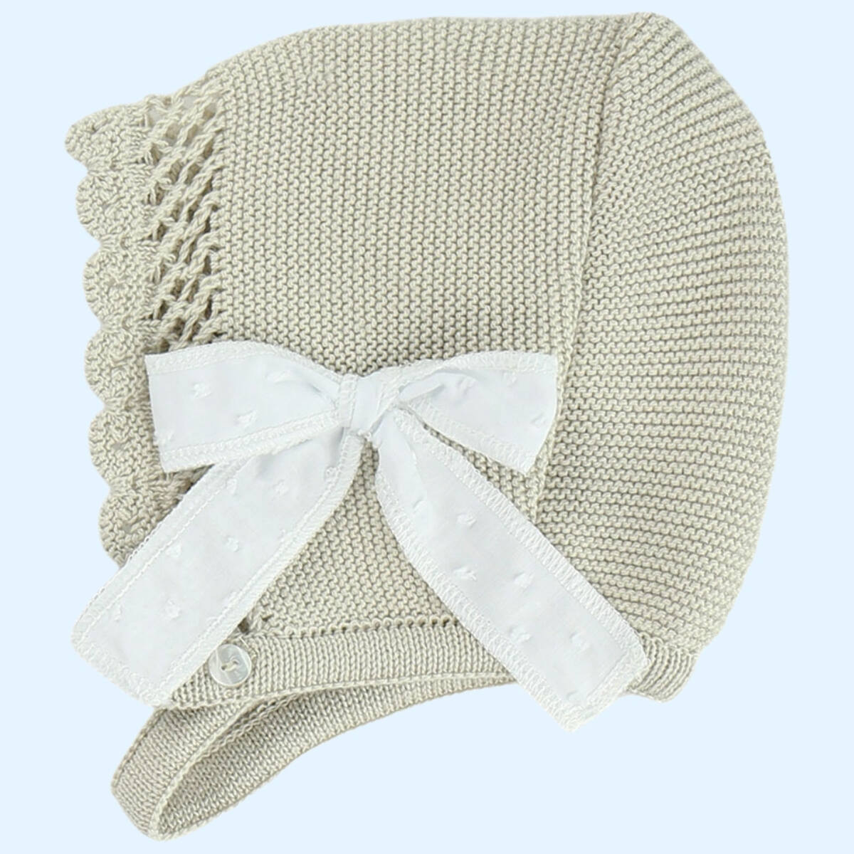 CONJUNTO VESTIDO Y CUBREPAÑAL EN PUNTO CON CAPOTA JUNO