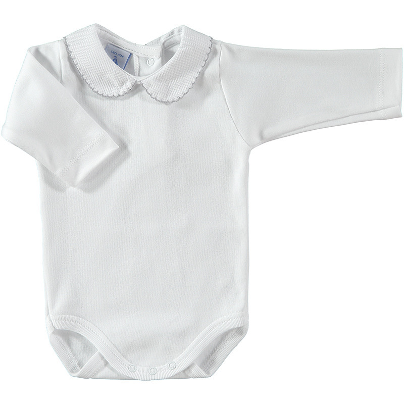 Body manga larga cuello Piqué BLANCO / GRIS