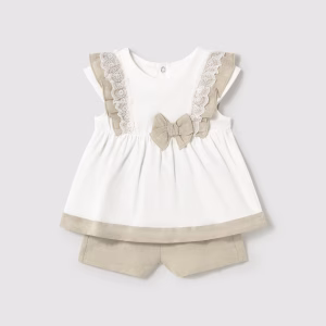 Conjunto niña bermuda combinado lino