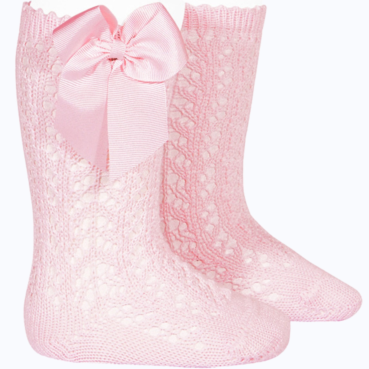 CALCETINES ALTOS CALADOS CON LAZO 500 ROSA