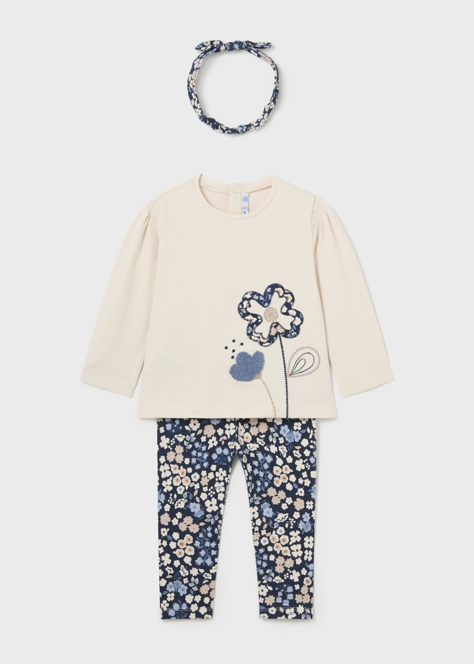 CONJUNTO 3 PIEZAS FLOR AZUL