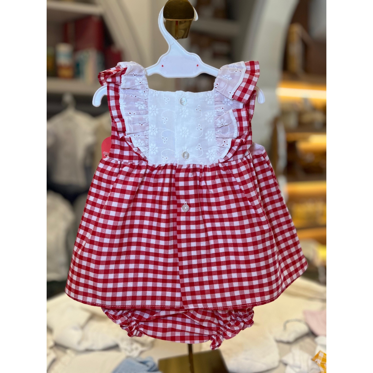 JESUSIN BEBE ART.0073 "Familia CUBA" ROJO BORDADO NAVIDAD