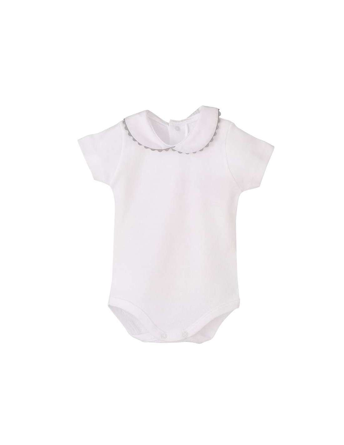 BODY CUELLO PICONELA MANGA CORTA BLANCO / GRIS