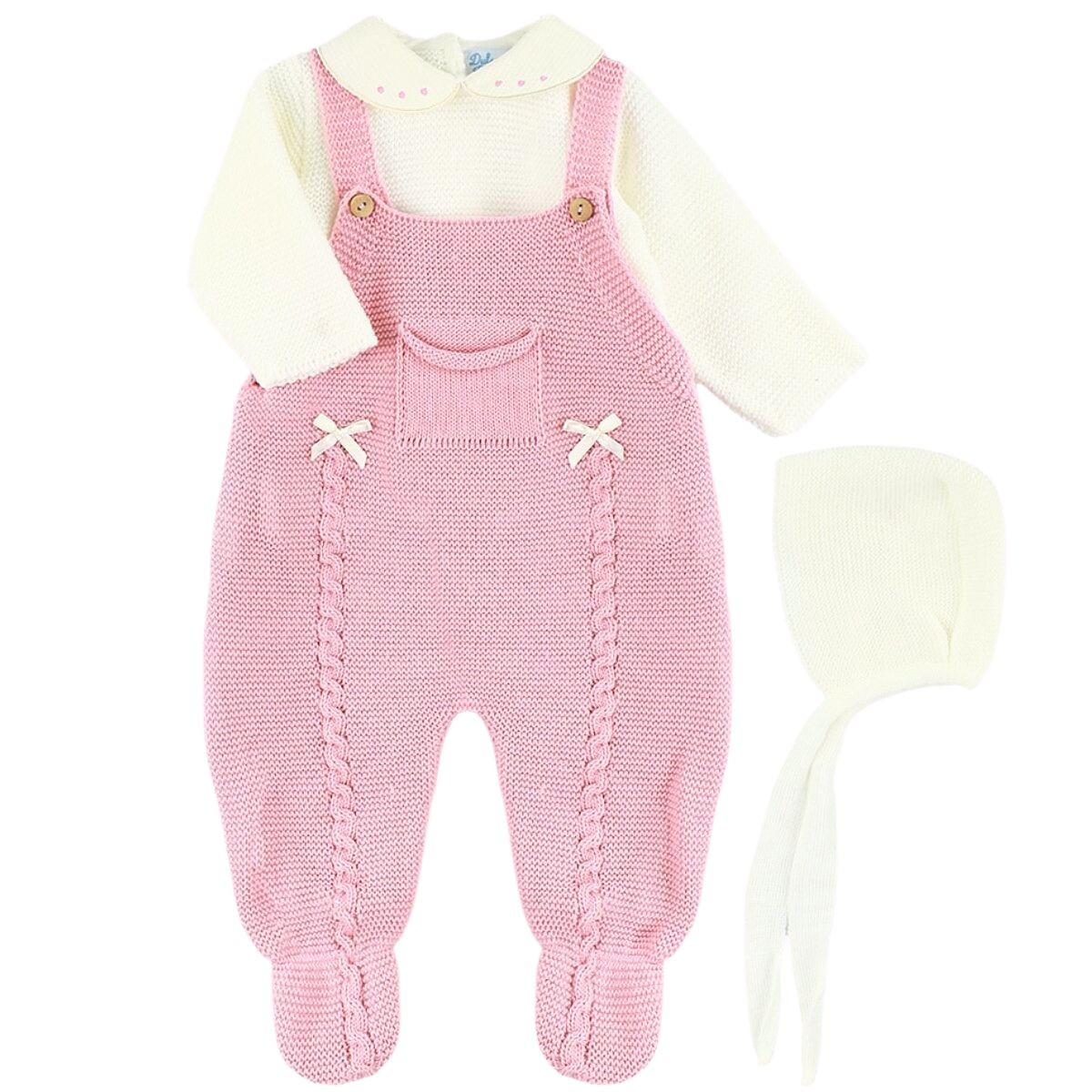 Peto Lana ROSA CON LACITOS CON CAPOTA