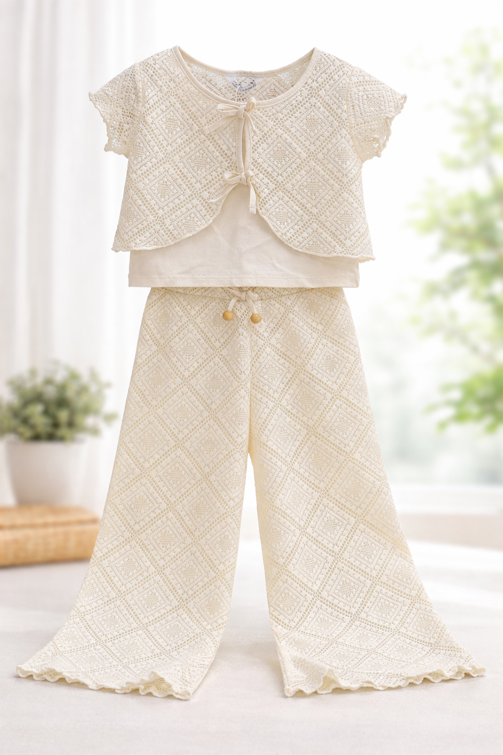 Conjunto pantalon y camiseta mc 2 piezas crochet Garbanzo