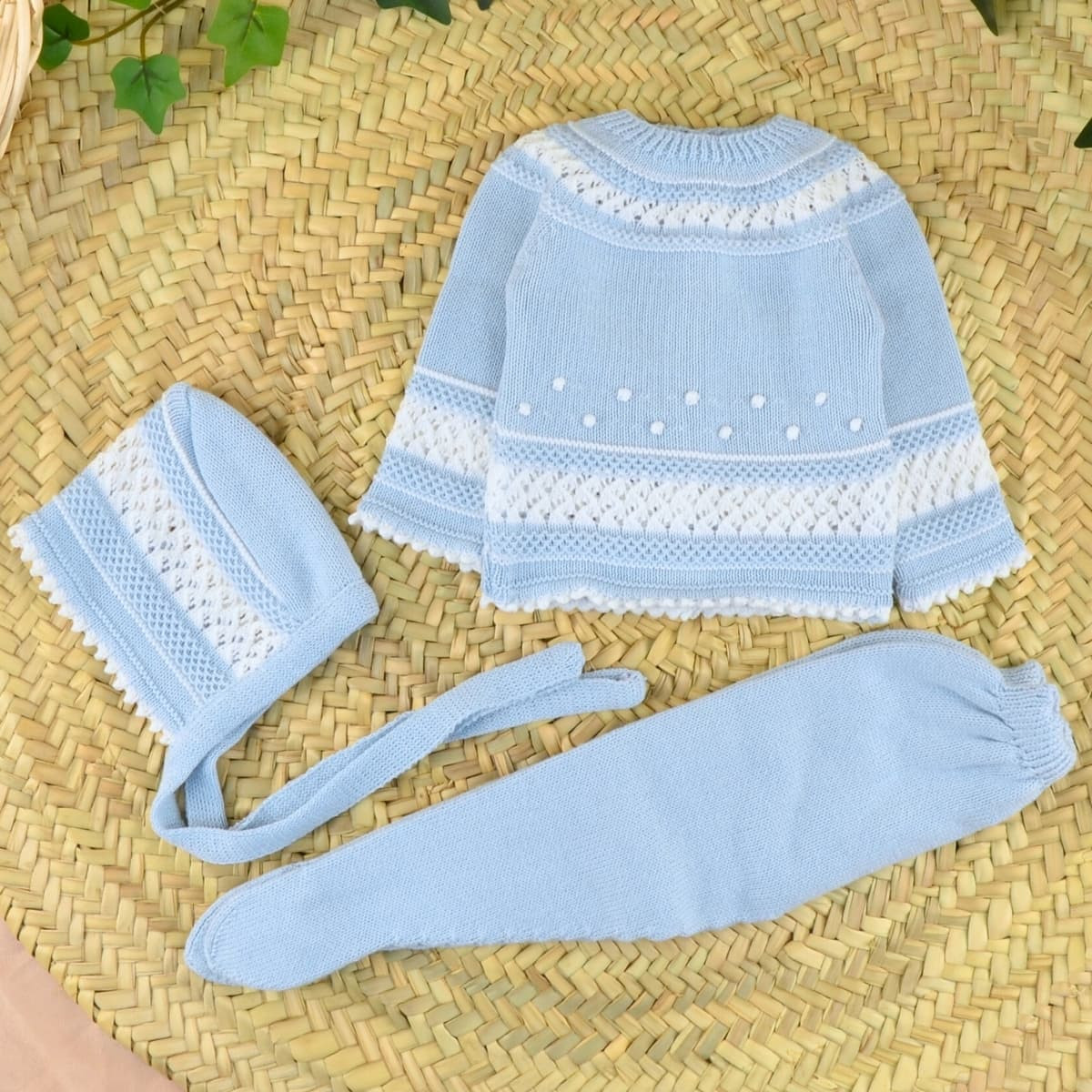 Conjunto Algodón Garbanzos Cora Celeste
