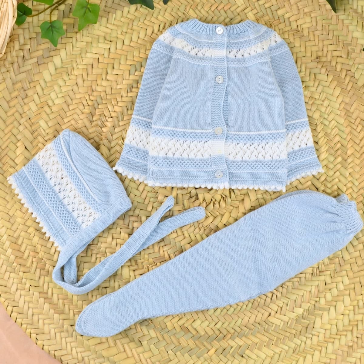 Conjunto Algodón Garbanzos Cora Celeste
