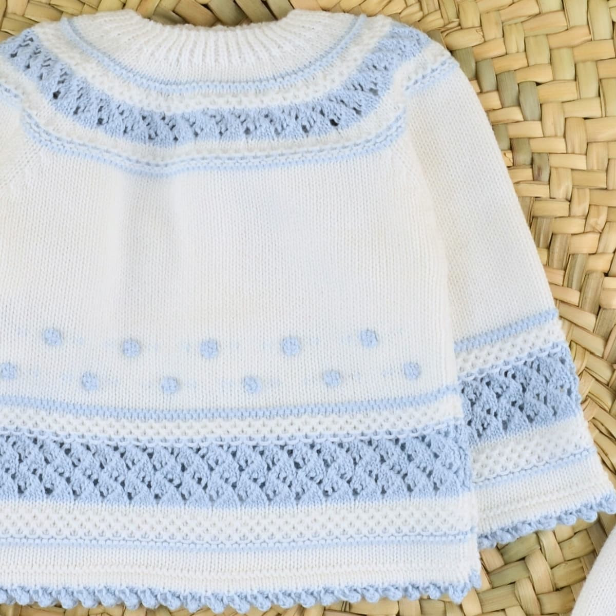 Conjunto Algodón Garbanzos Cora Blanco/Celeste