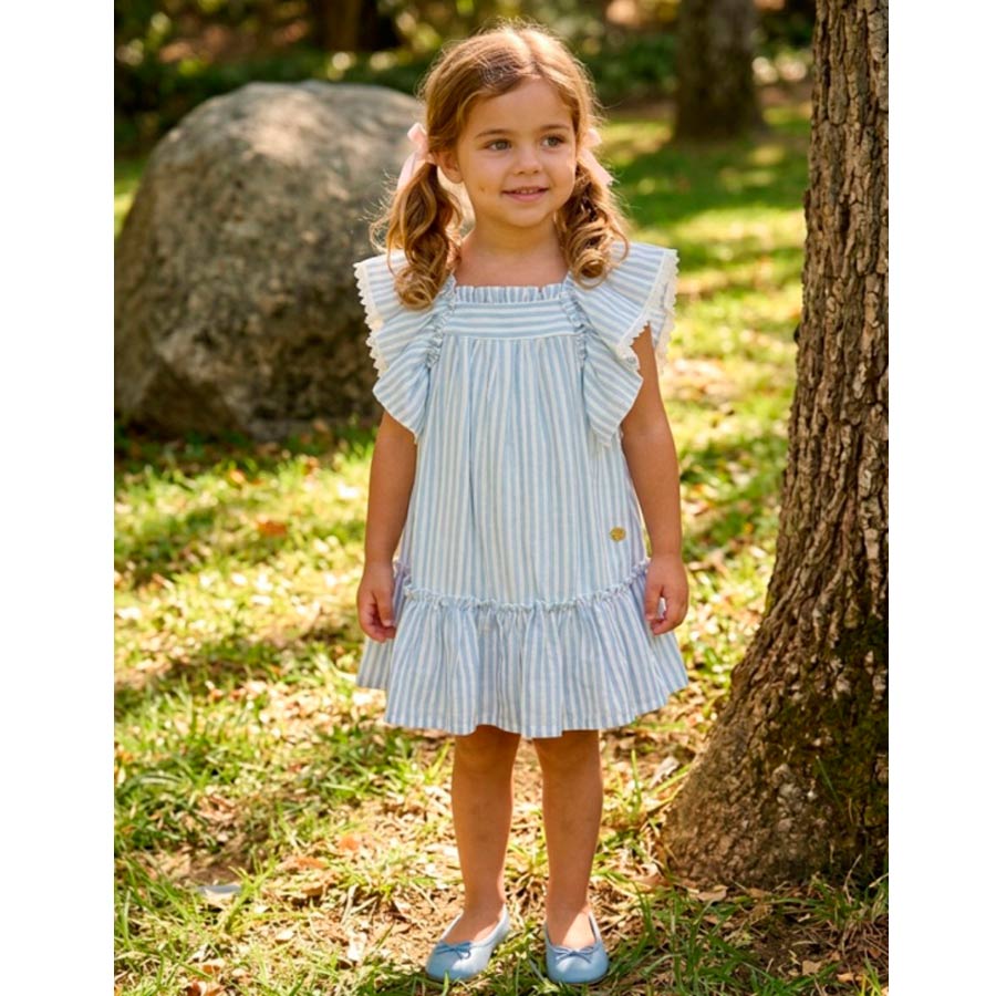 VESTIDO TELA VOILE RAYA NIÑA SURREY AZUL