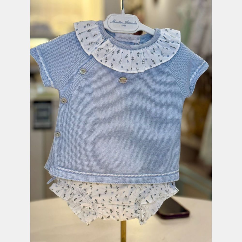 CONJUNTO PUNTO Y TELA MICROESTAMPADA NIÑA OTTAWA AZUL