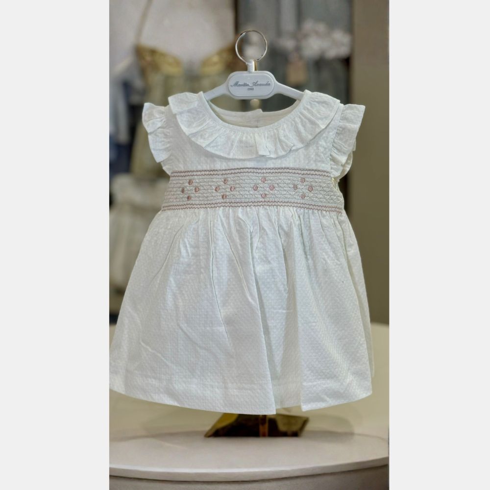 VESTIDO CON BRAGUITA PUNTO SMOCK QUEBEC ROSA EMPOLVADO