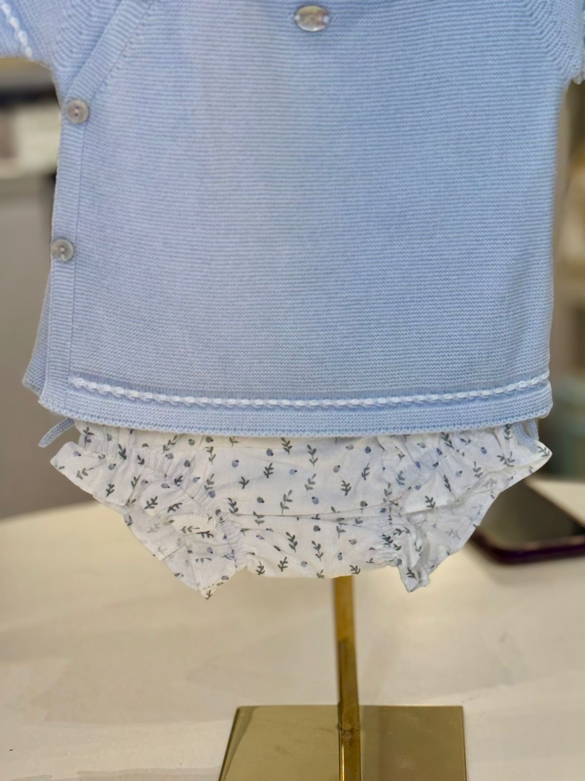 CONJUNTO PUNTO Y TELA MICROESTAMPADA NIÑA OTTAWA AZUL