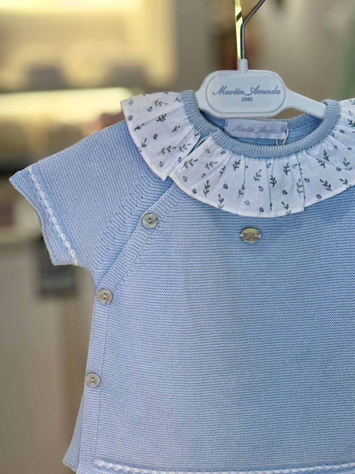 CONJUNTO PUNTO Y TELA MICROESTAMPADA NIÑA OTTAWA AZUL