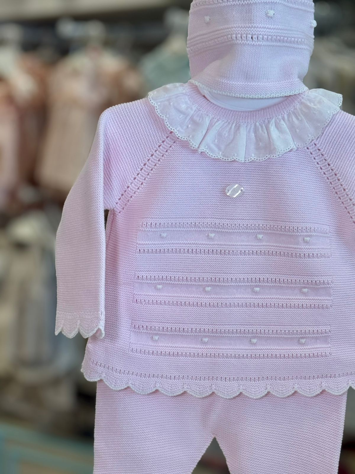CONJUNTO CON CAPOTA PUNTO NIÑA EDMONTON ROSADO