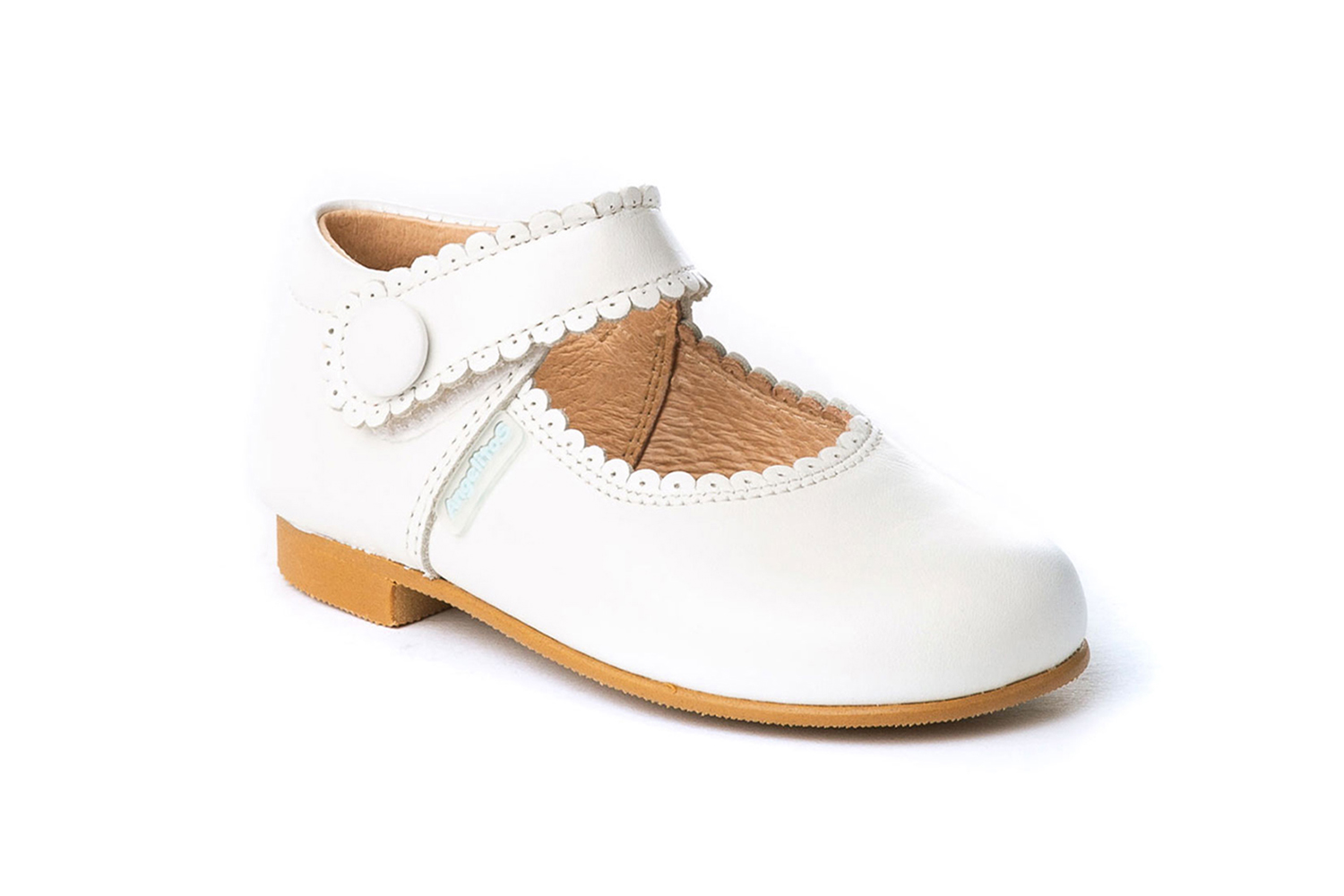 MERCEDITAS  CHAROL CON VELCRO NACARADO BLANCO