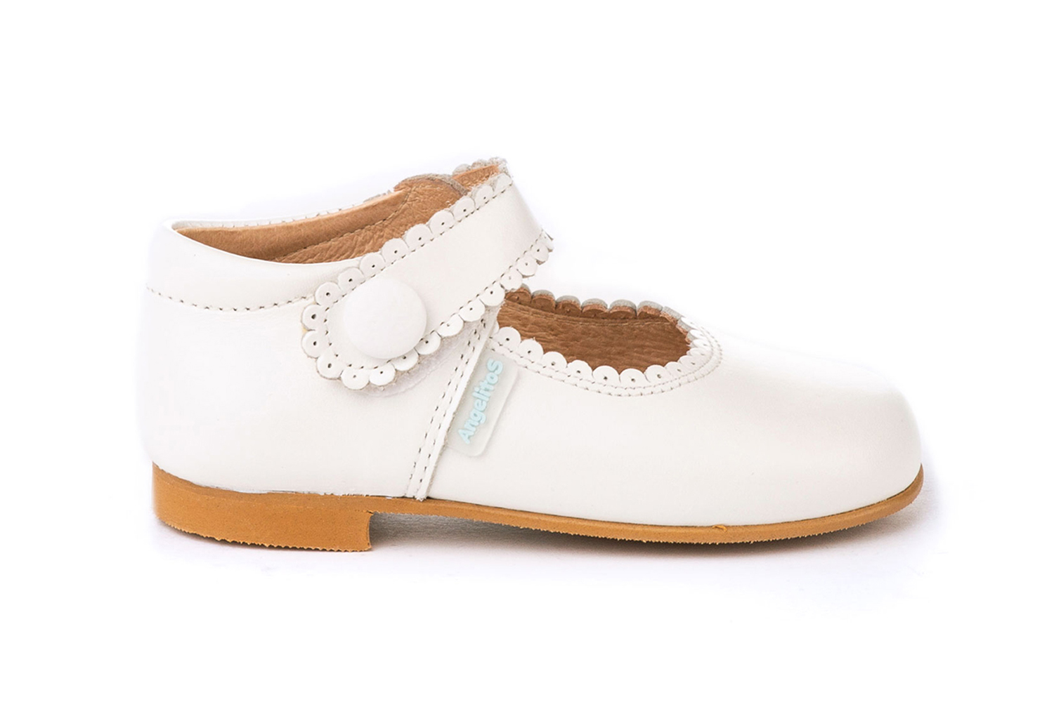 MERCEDITAS  CHAROL CON VELCRO NACARADO BLANCO