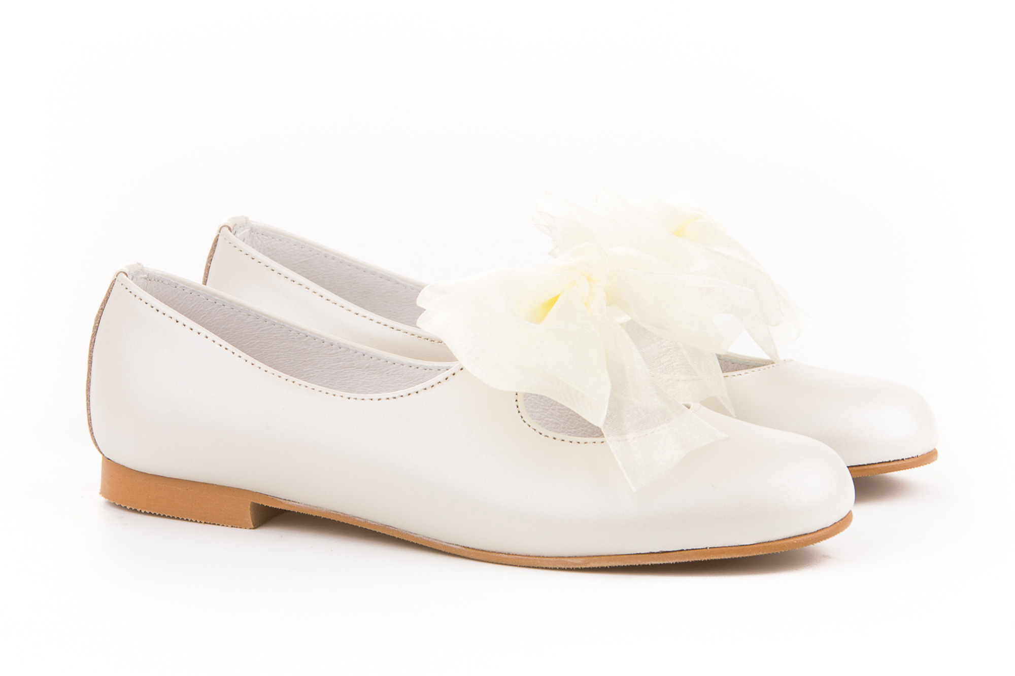 ZAPATO COMUNION NIÑA PIEL FLOR BEIGE