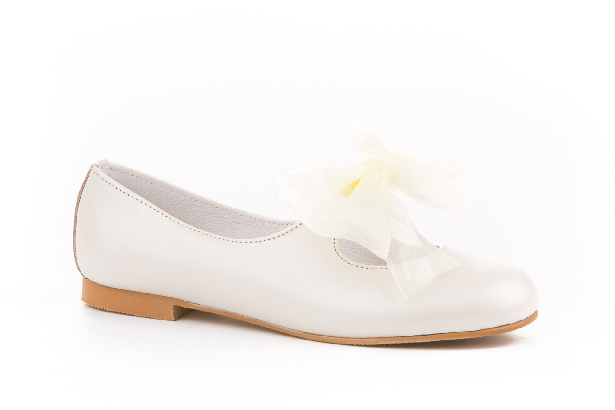 ZAPATO COMUNION NIÑA PIEL FLOR BEIGE