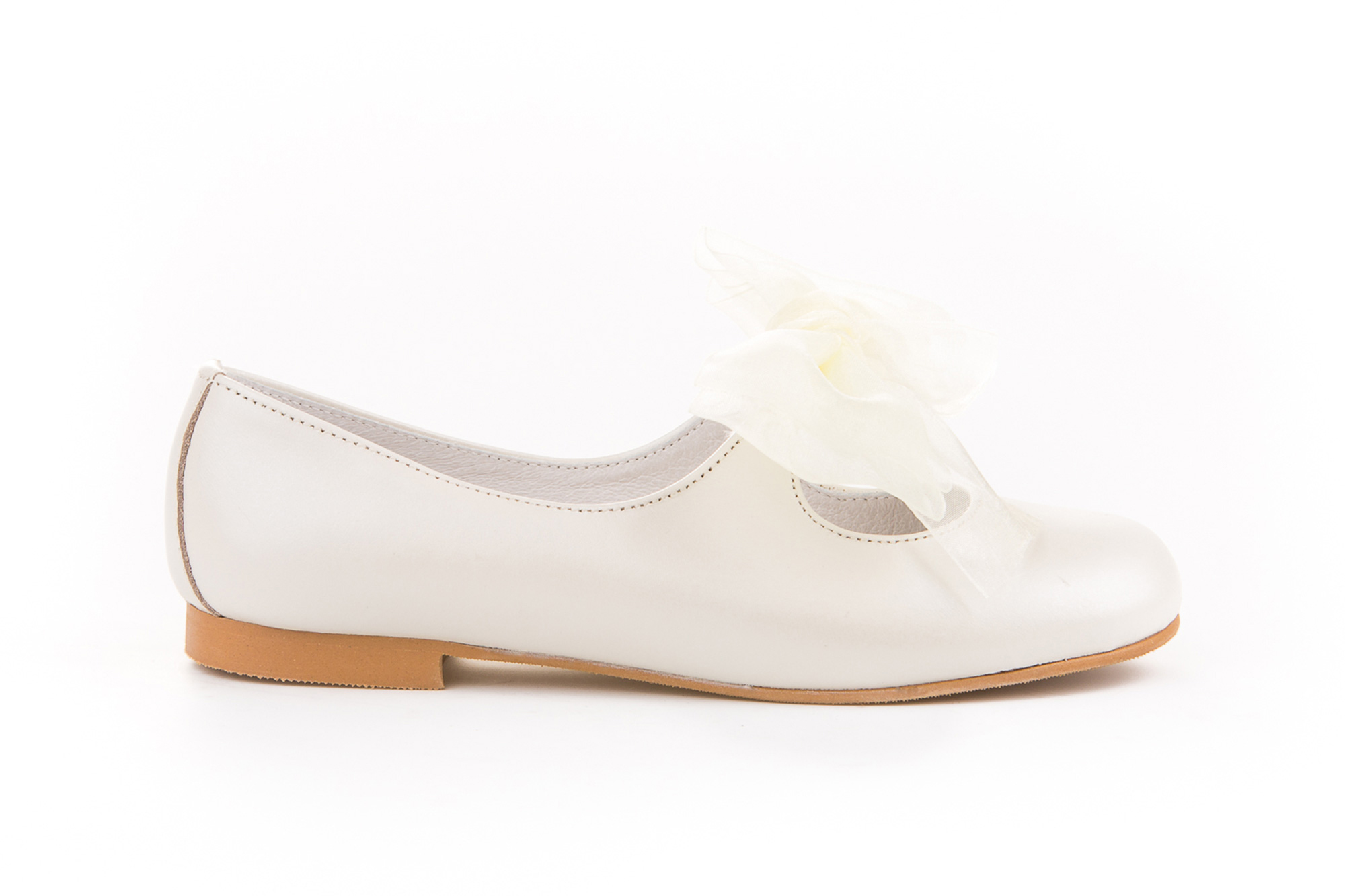 ZAPATO COMUNION NIÑA PIEL FLOR BEIGE