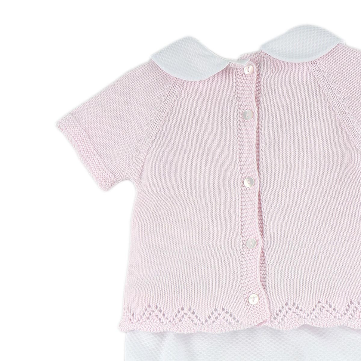 CONJUNTO PUNTO CON CUBREPAÑAL, CAPOTA Y PATUCOS HEBE ROSA