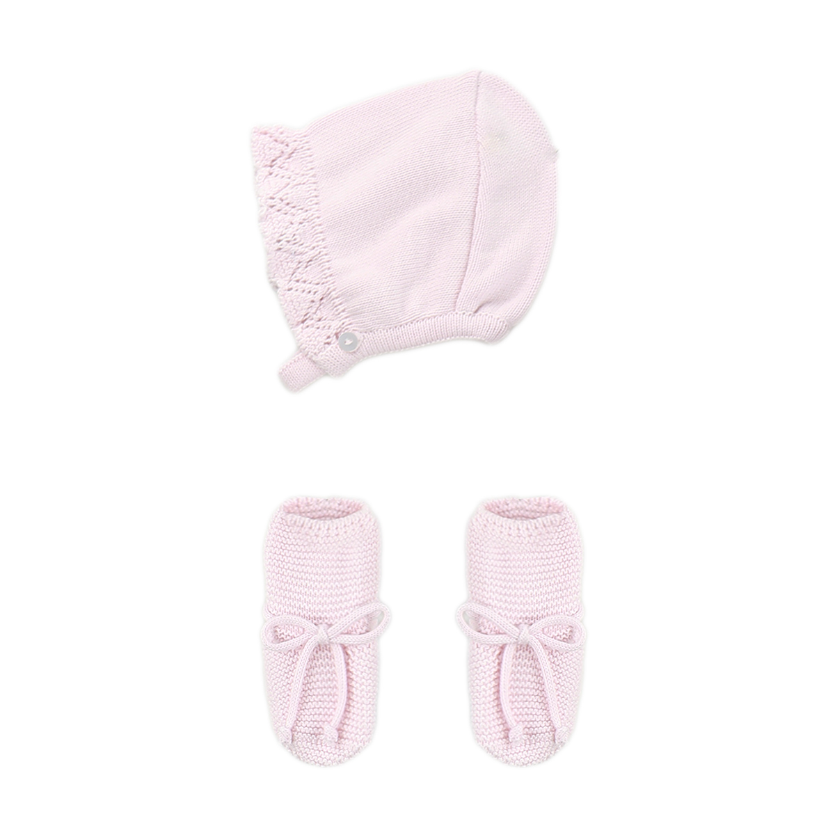 CONJUNTO PUNTO CON CUBREPAÑAL, CAPOTA Y PATUCOS HEBE ROSA