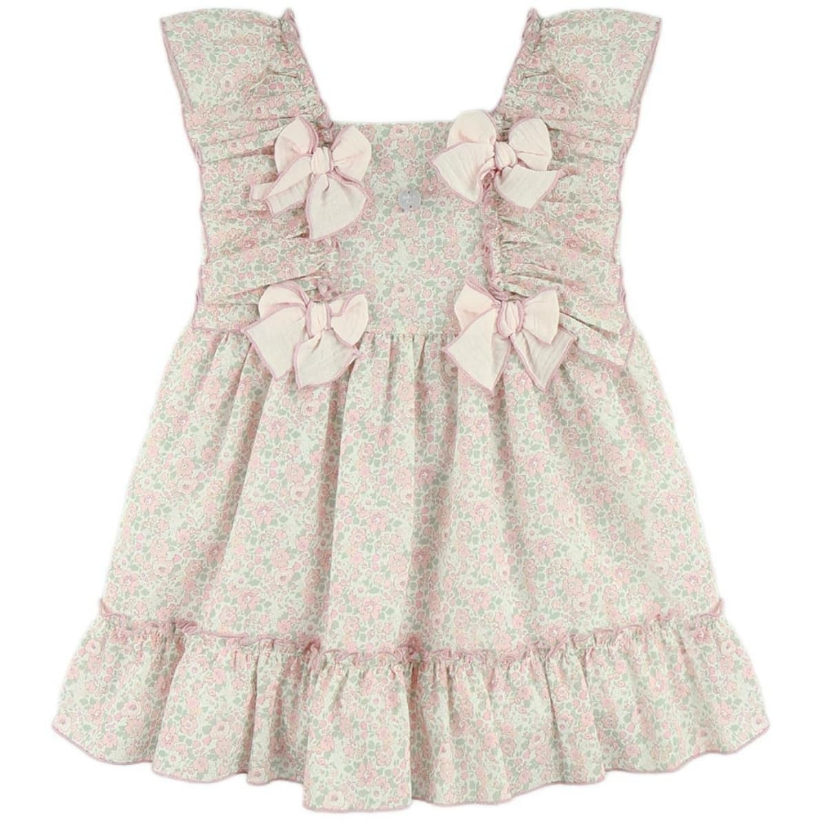 Vestido con lazo atrás Alma Floral Rosa Palo