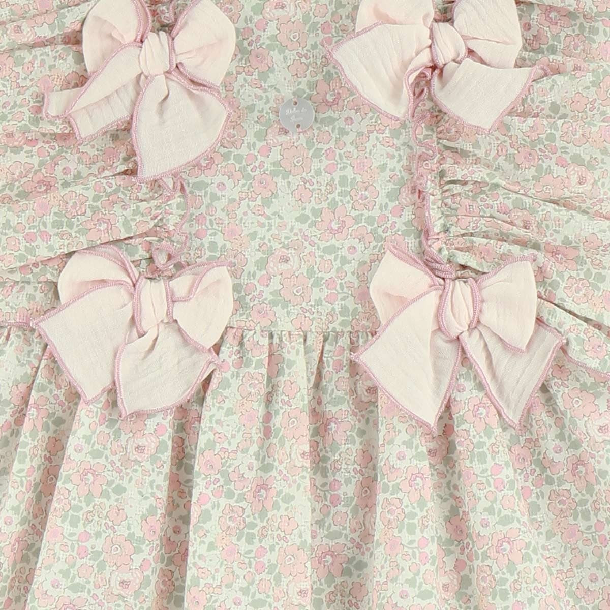 Vestido con lazo atrás Alma Floral Rosa Palo