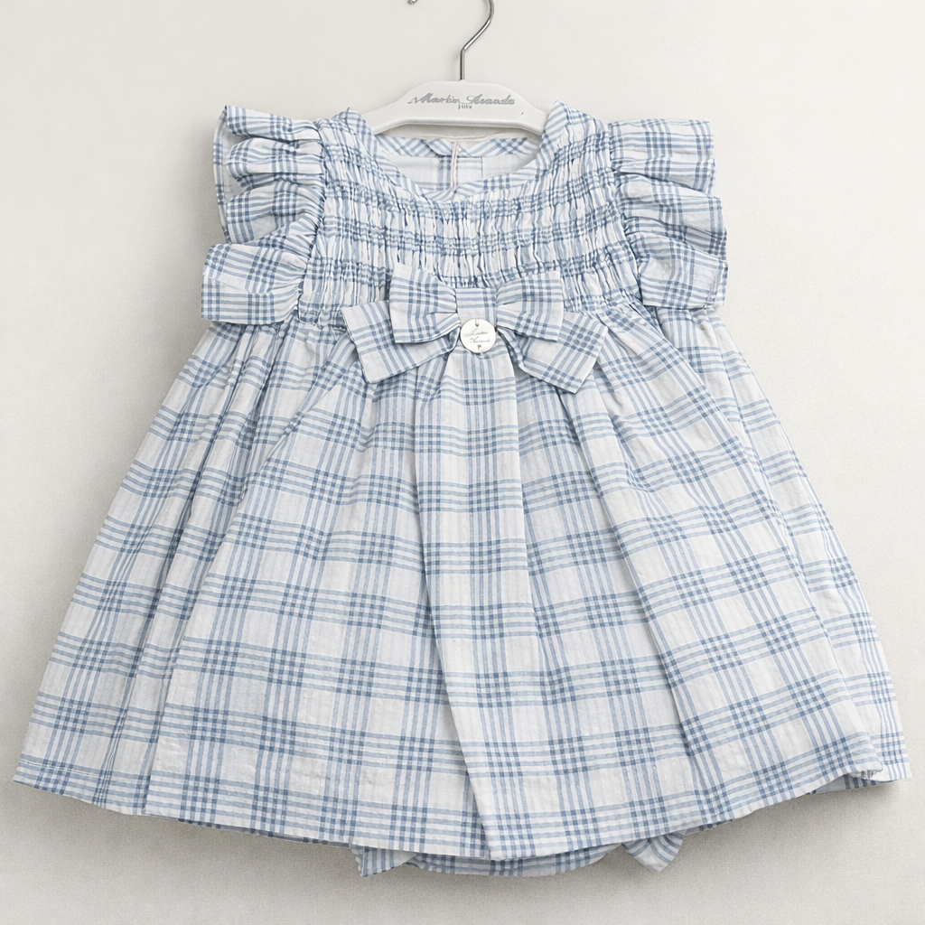 VESTIDO CON BRAGUITA TELA CUADROS NIÑA OTTAWA AZUL