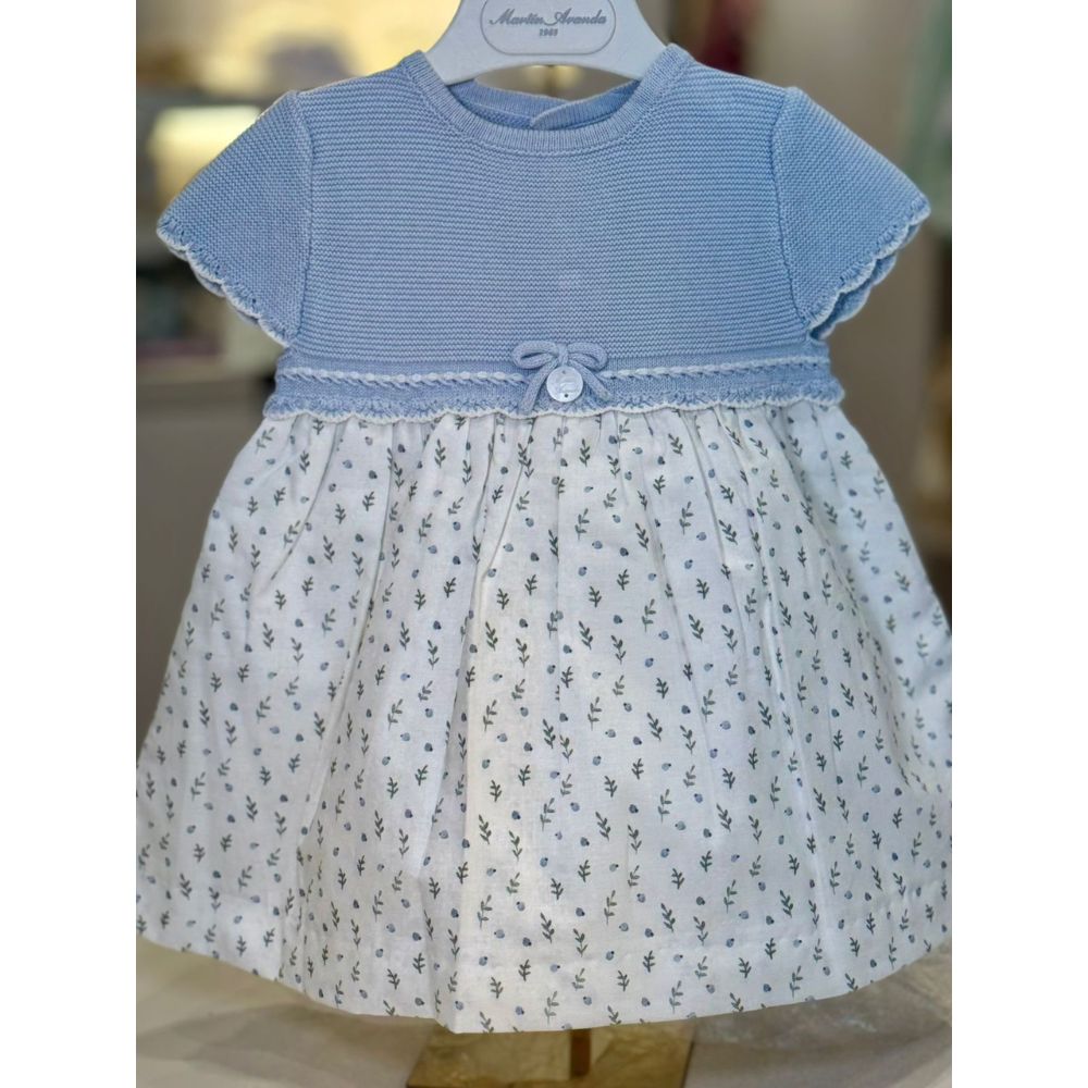 VESTIDO PUNTO Y TELA MICROESTAMPADA NIÑA OTTAWA AZUL