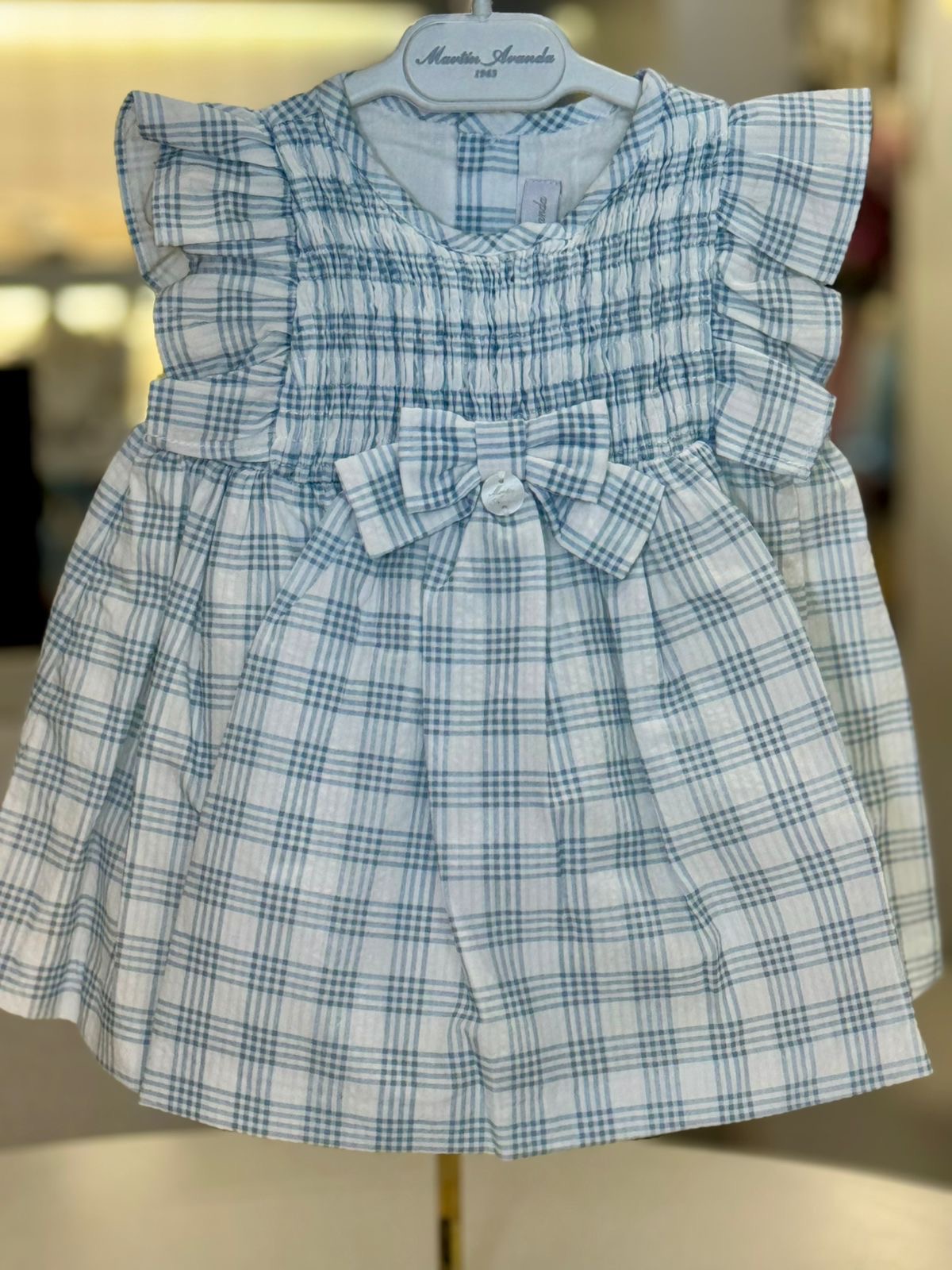 VESTIDO CON BRAGUITA TELA CUADROS NIÑA OTTAWA AZUL