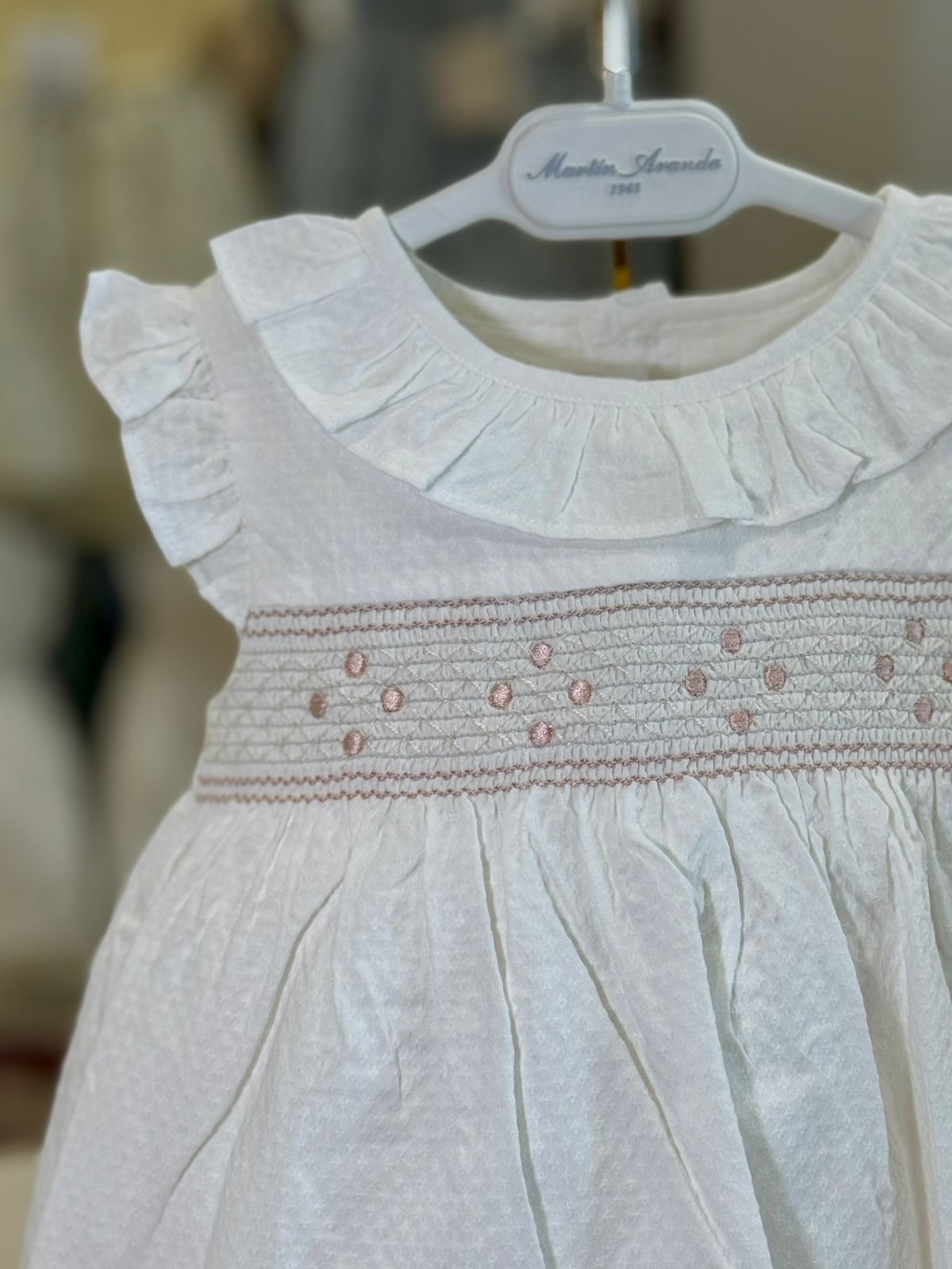 VESTIDO CON BRAGUITA PUNTO SMOCK QUEBEC ROSA EMPOLVADO