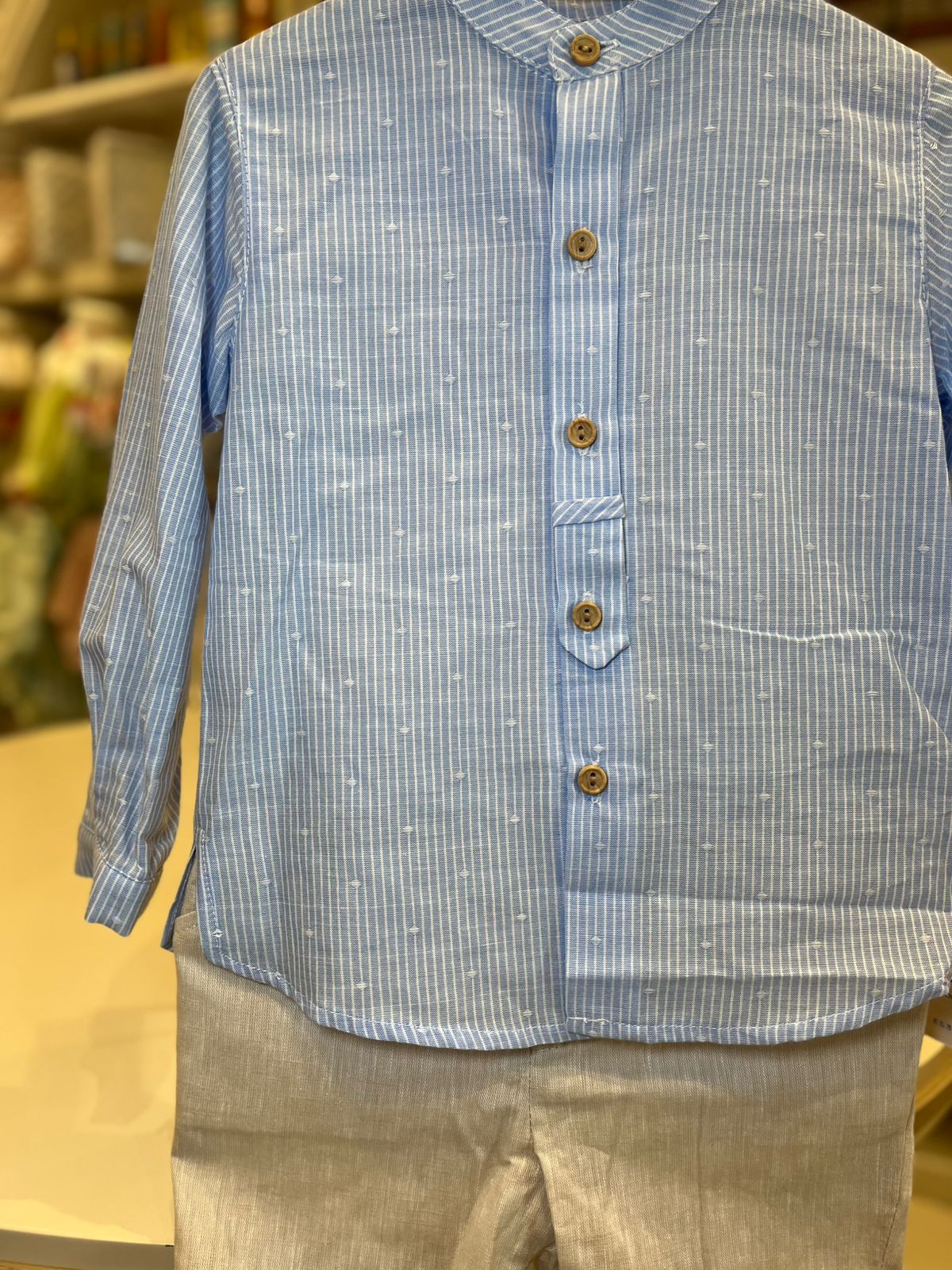 TRAJE INFANTIL NIÑO BERMUDA PALMA CELESTE