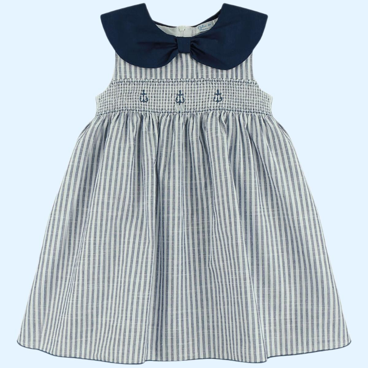 Vestido Infantil Rayitas de Mar Marino