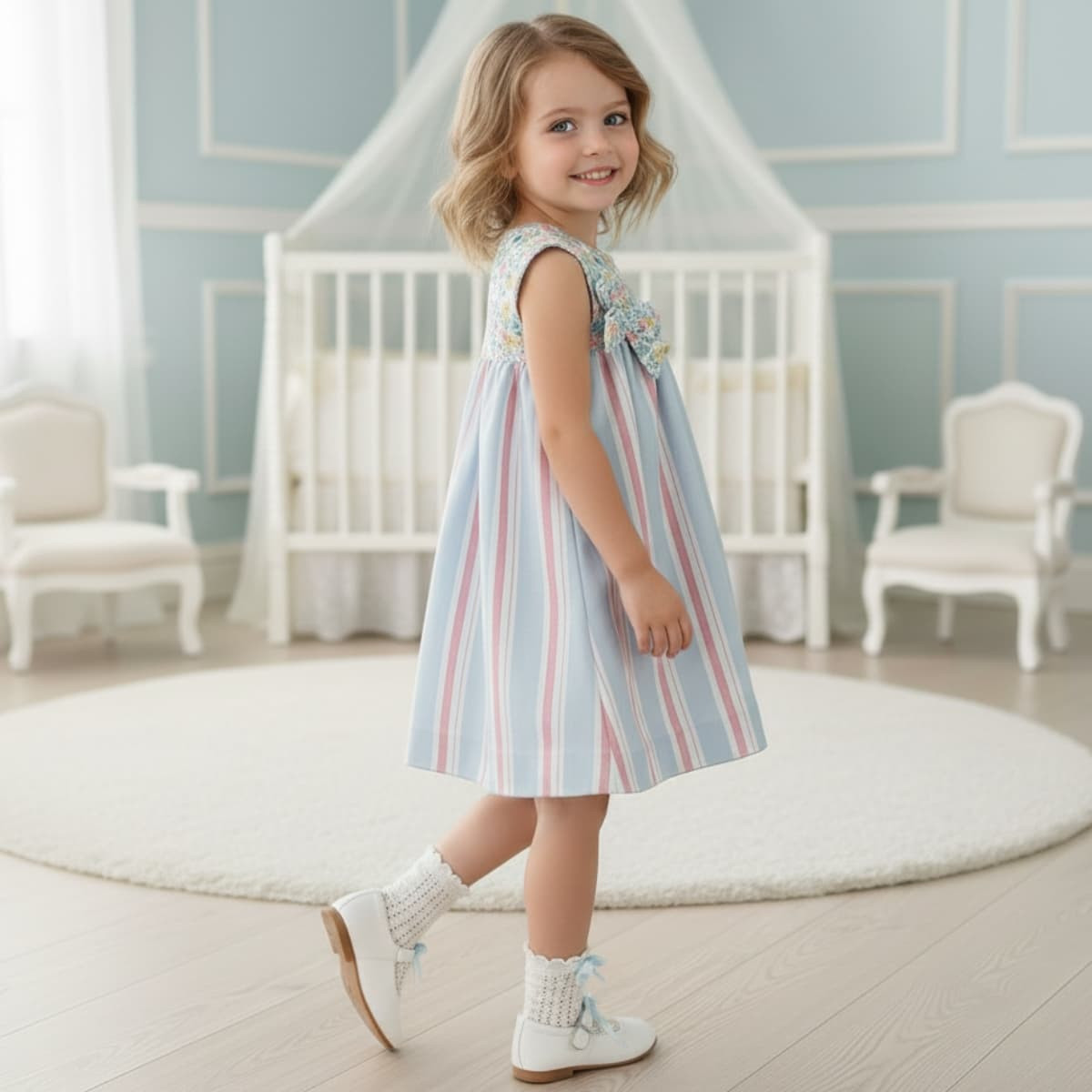 Vestido Azul en Flor