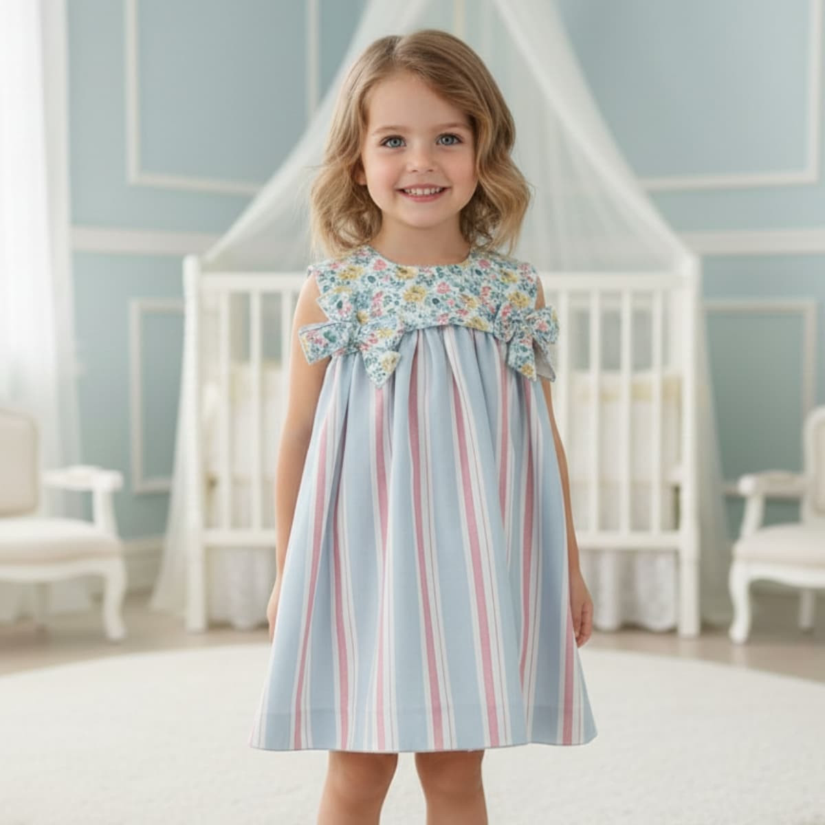 Vestido Azul en Flor