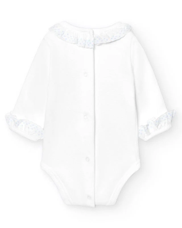BODY MANGA LARGA CUELLO BATISTA BLANCO / CELESTE