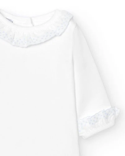 BODY MANGA LARGA CUELLO BATISTA BLANCO / CELESTE