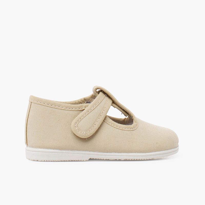pepitos lona suela fina cierre adherente beige