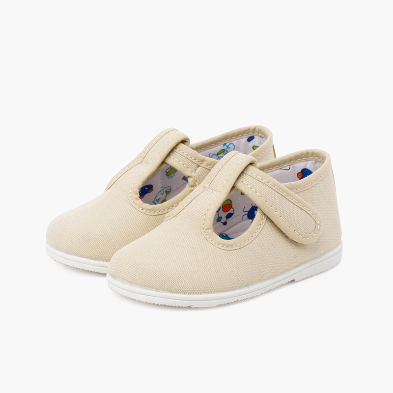 pepitos lona suela fina cierre adherente beige