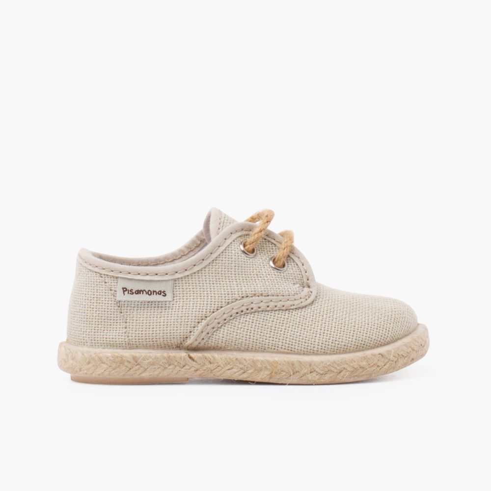 bluchers lino cordones y base yute beige