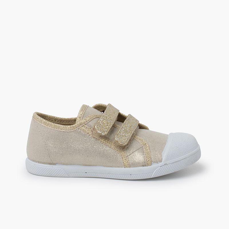 TENIS doble tira adherente brillos oro